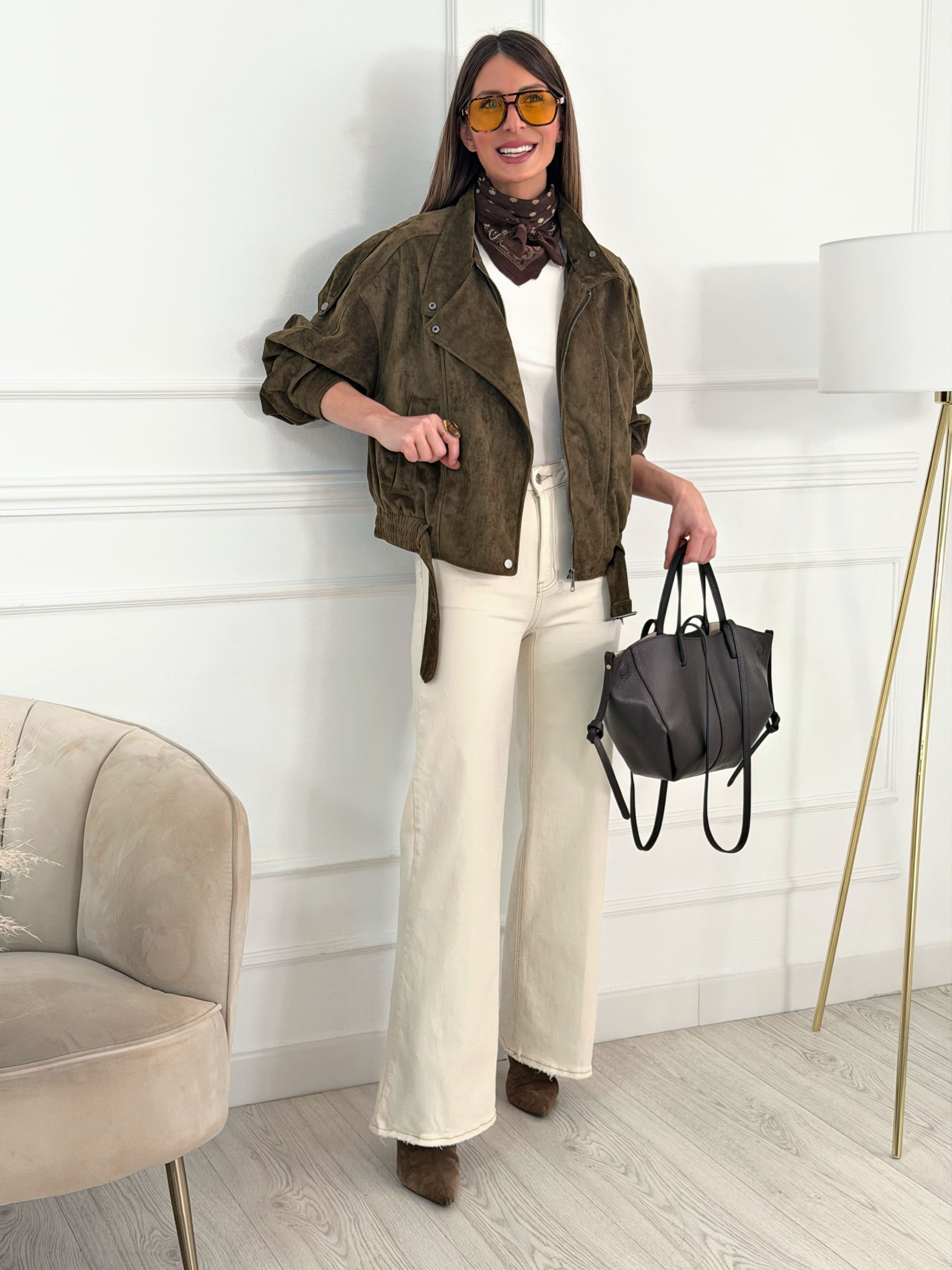 Jeans Trenzado Wide Leg Beige