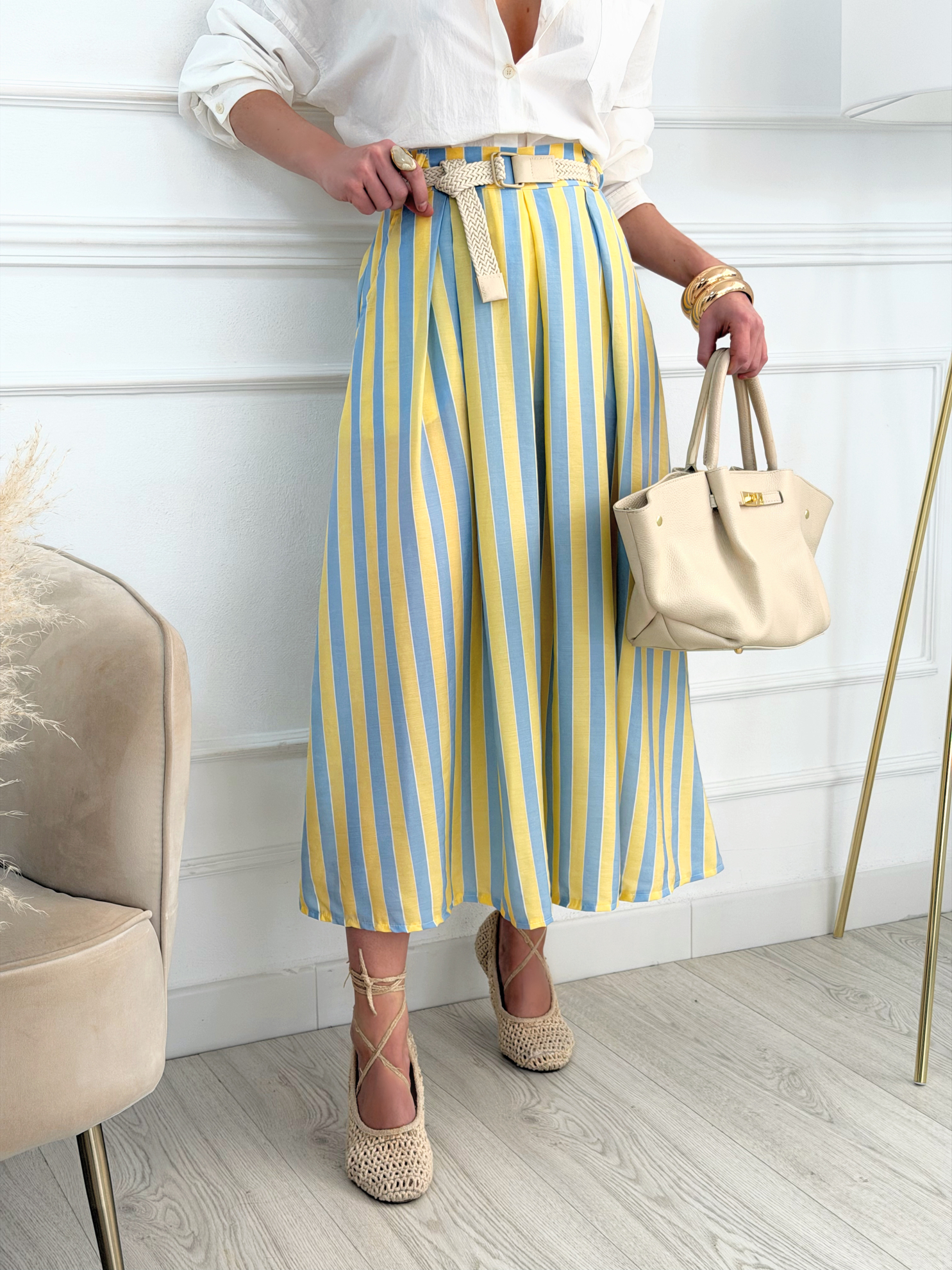 Falda Cinturón Rayas Algarve Amarilla1