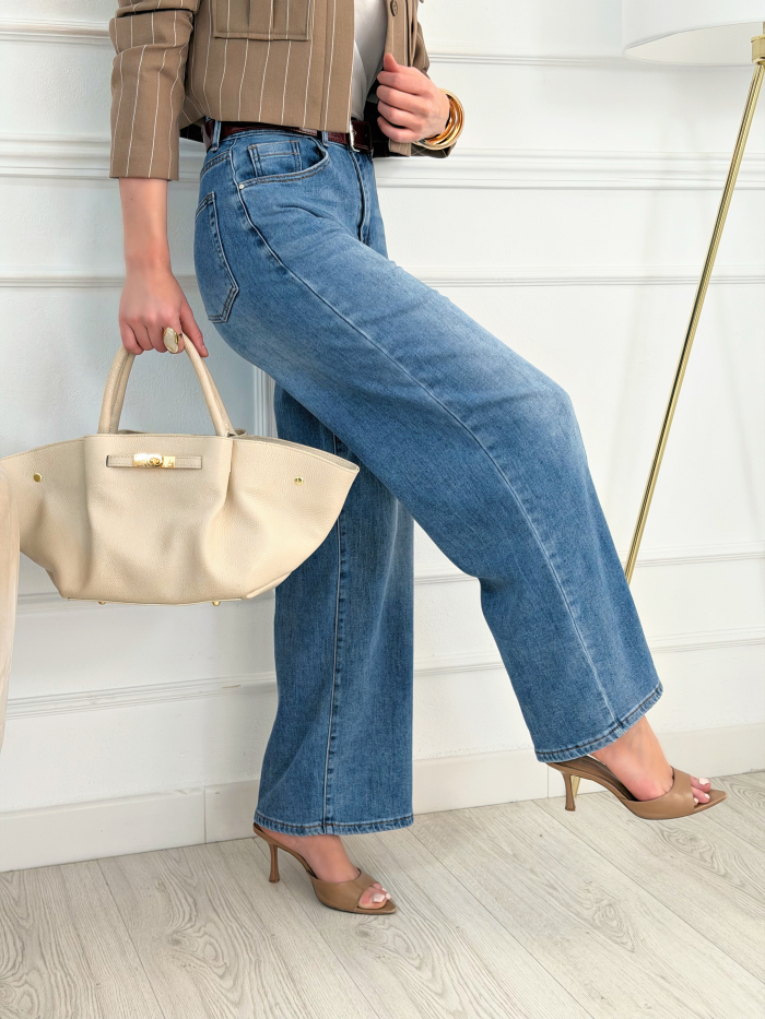 Jeans Wide Leg Cinturón