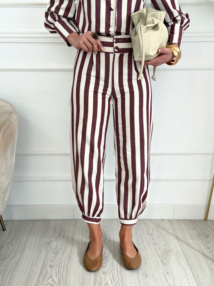 Pantalón Rayas Charlotte Burgundy