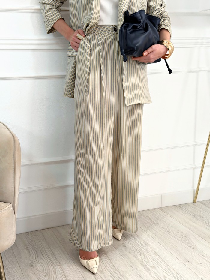 Pantalón Rayas Mirta Beige