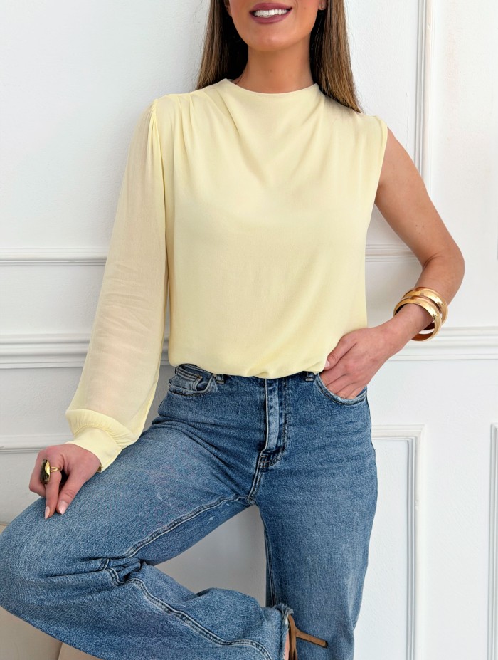 Top Blusa Asimétrica Amarilla