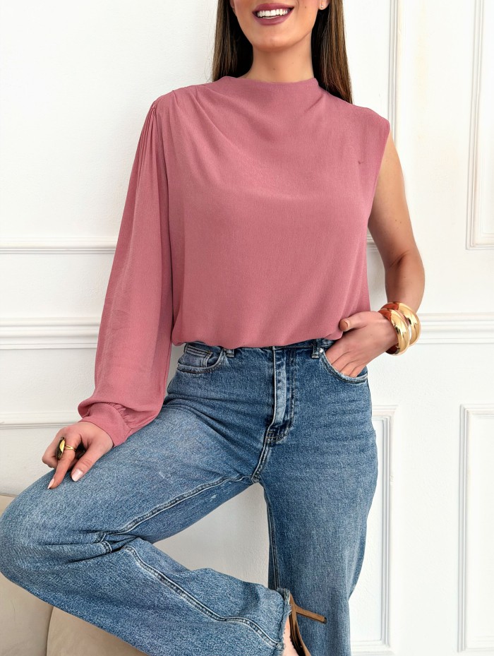 Top Blusa Asimétrica Rosa