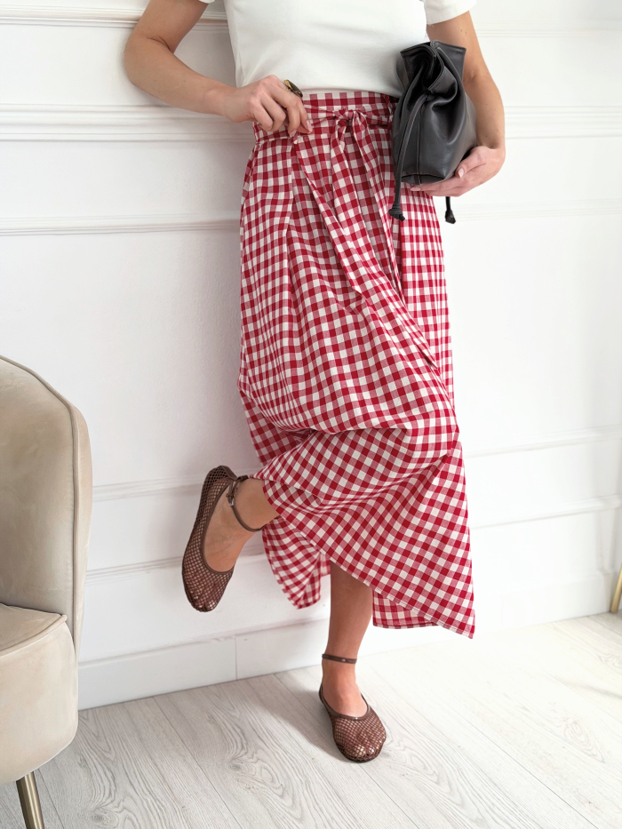 Falda Lazada Vichy Roja