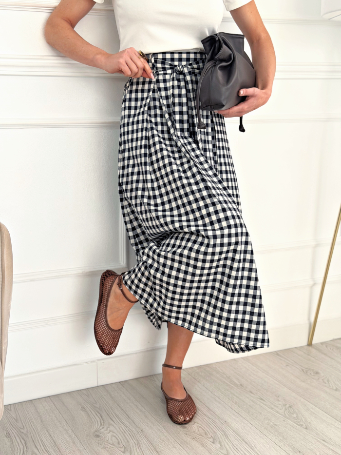 Falda Lazada Vichy Marino