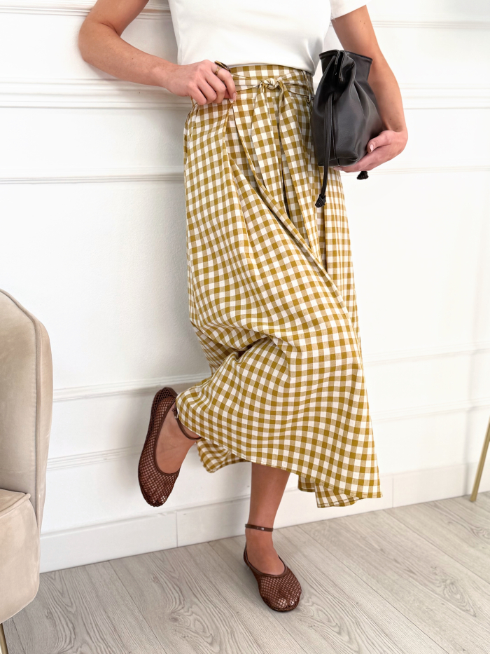 Falda Lazada Vichy Mostaza