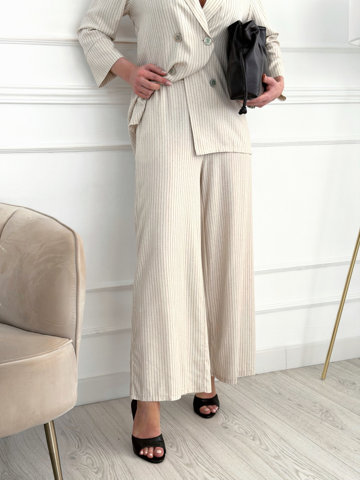 Pantalón Lino Raya Diplomática Beige