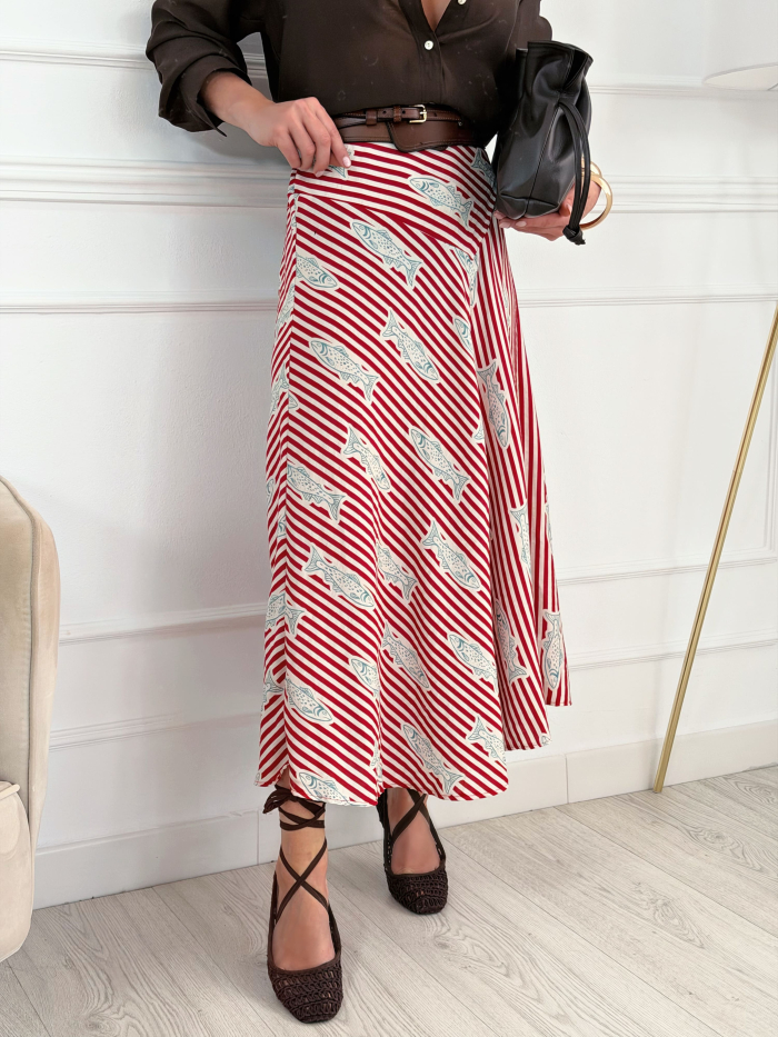 Falda Rayas Fishy Roja