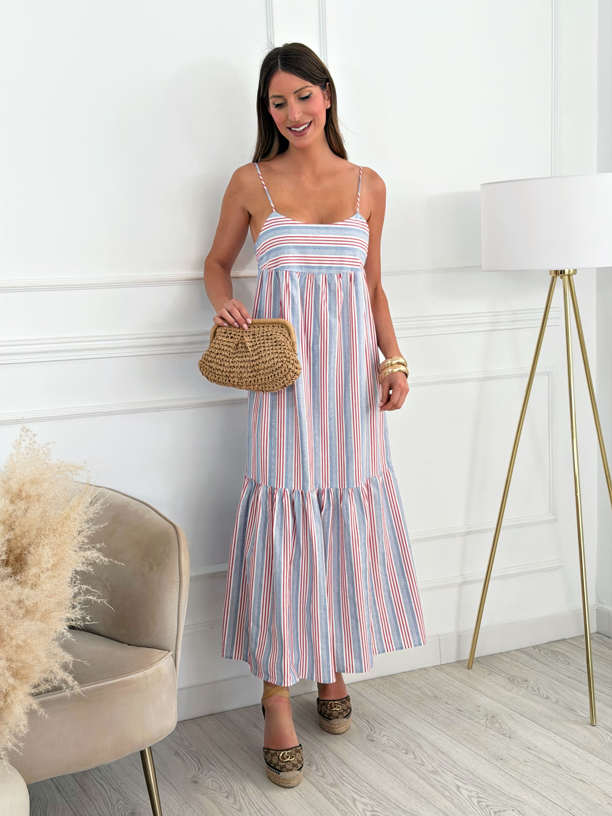 Vestido Rayas Lazada Rojo