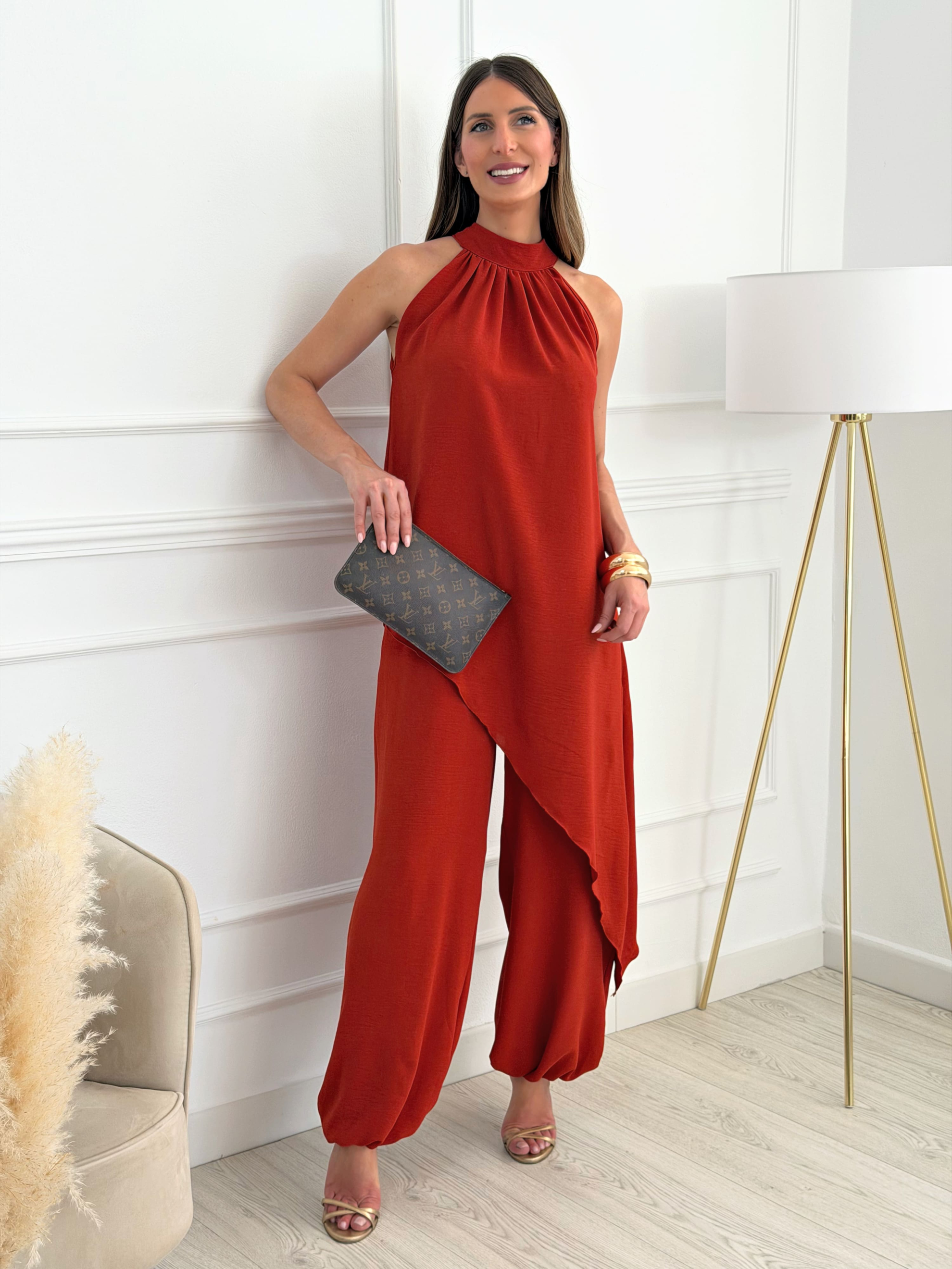 Conjunto Halter Capa Terracota
