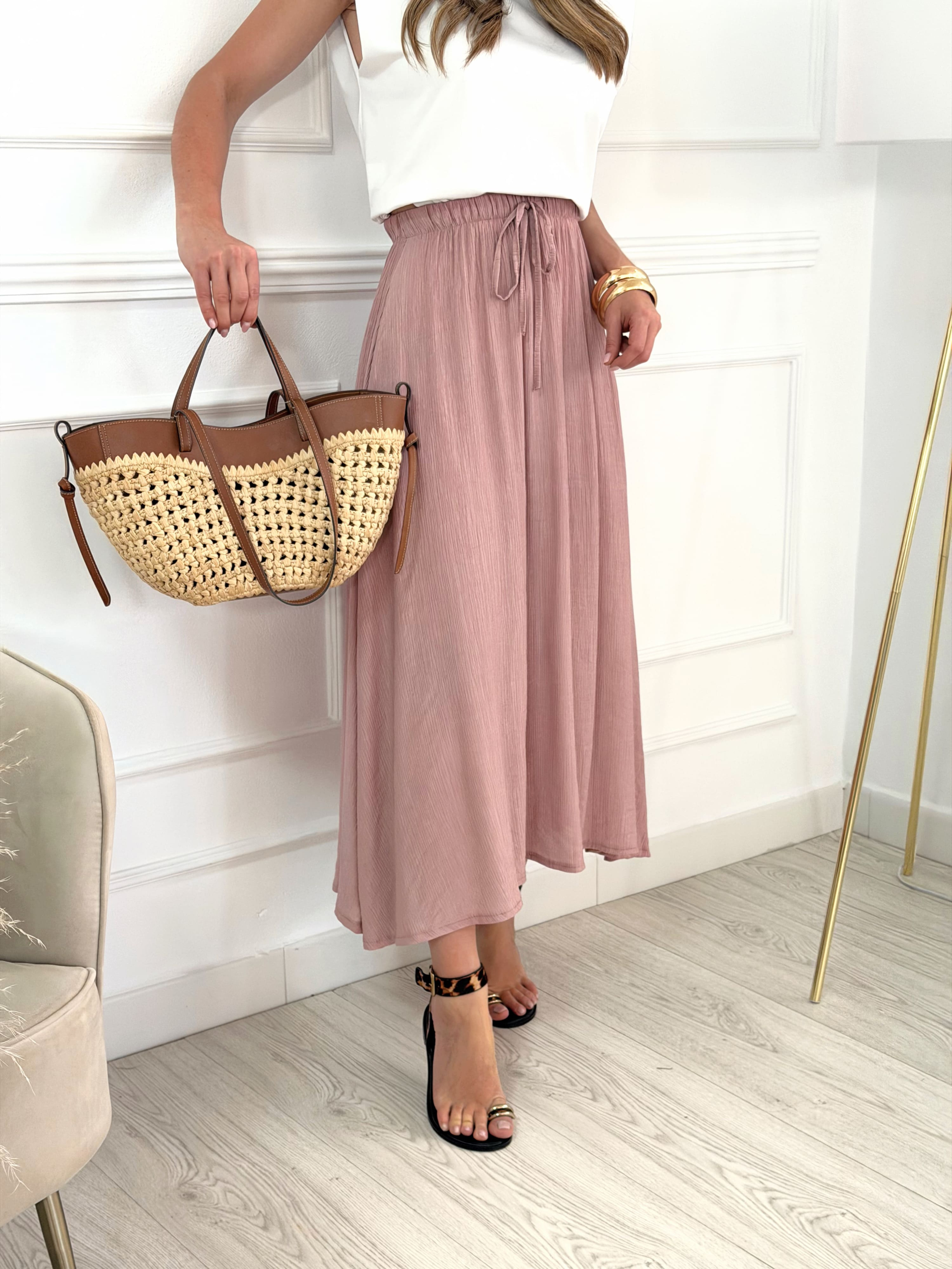 Falda Midi Rosa